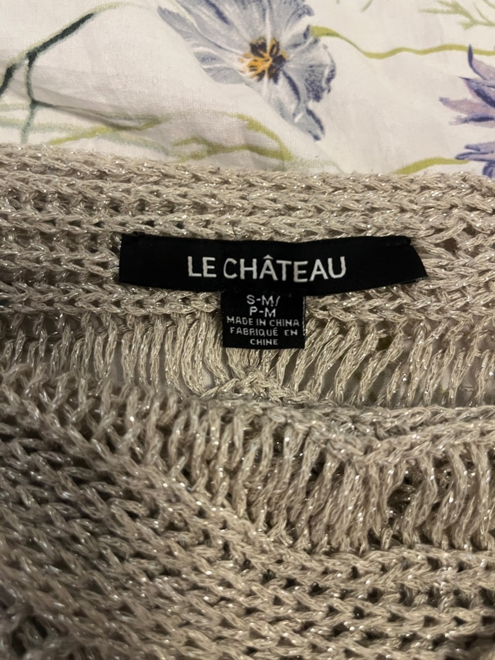 le chateau Beige Crochet Fringe Poncho Top - Picture 2 of 4